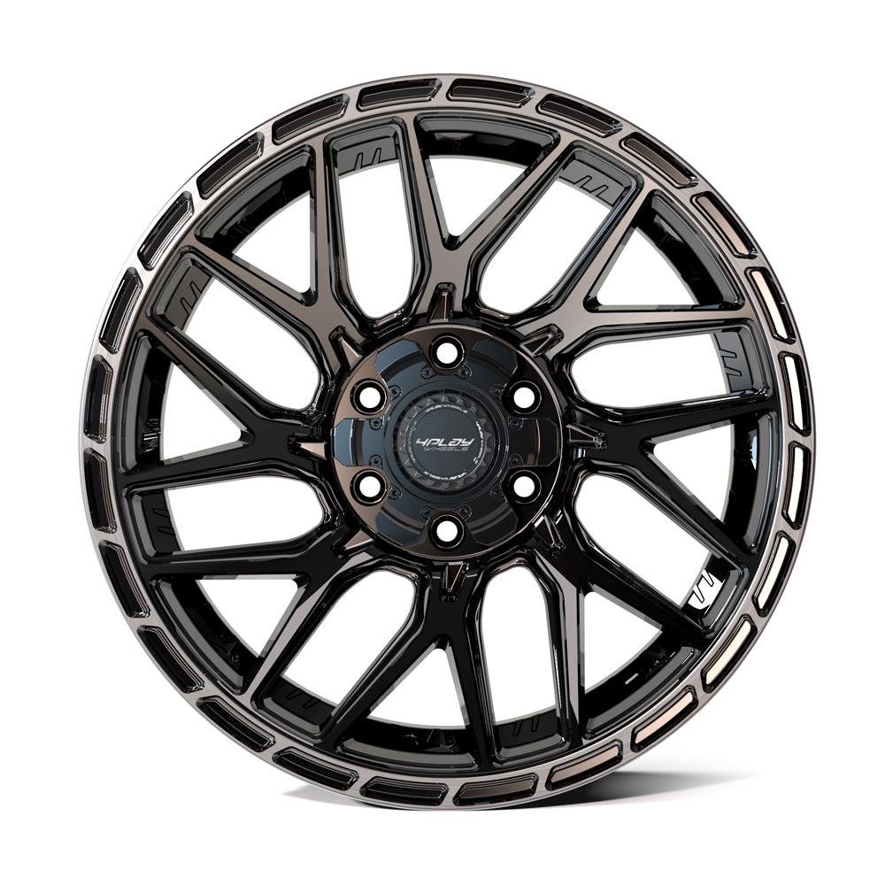 4Play 4PS28 18x8 Gloss Black Brushed with Tinted Clear wheel, 5x108/5x110, 38mm offset