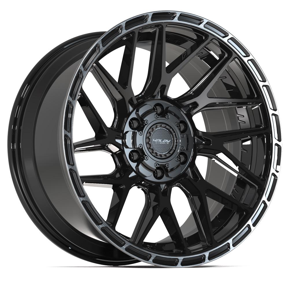 Set of 4 4Play 4PS28 20x9 Gloss Black Brushed with Tinted Clear wheel, 6x135/6x139.7, -6mm offset