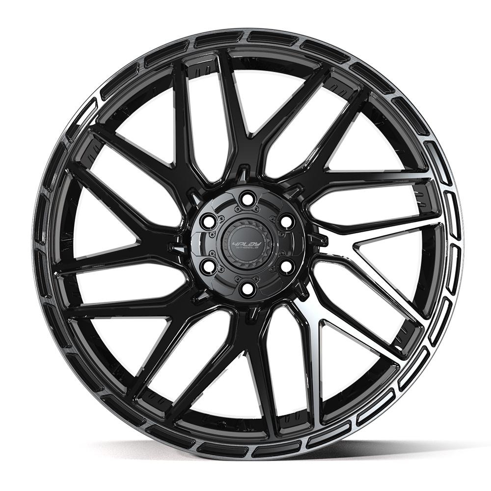 Set of 4 4Play 4PS28 24x10 Gloss Black Brushed with Tinted Clear wheel, 6x135/6x139.7, +24mm offset