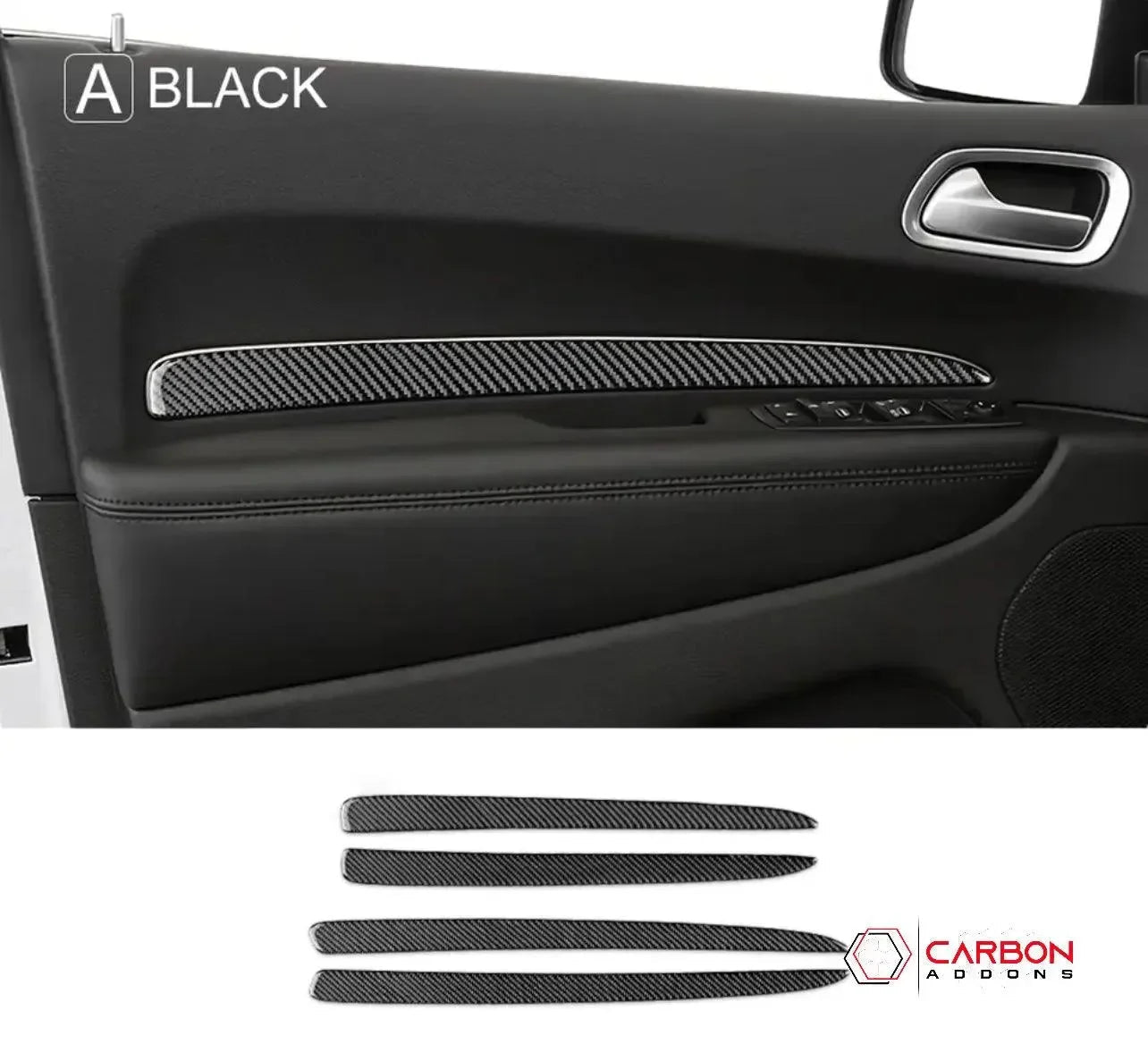 [4pcs] Real Carbon Fiber Door Panel Trim Overlay for 2011+ Dodge Durango