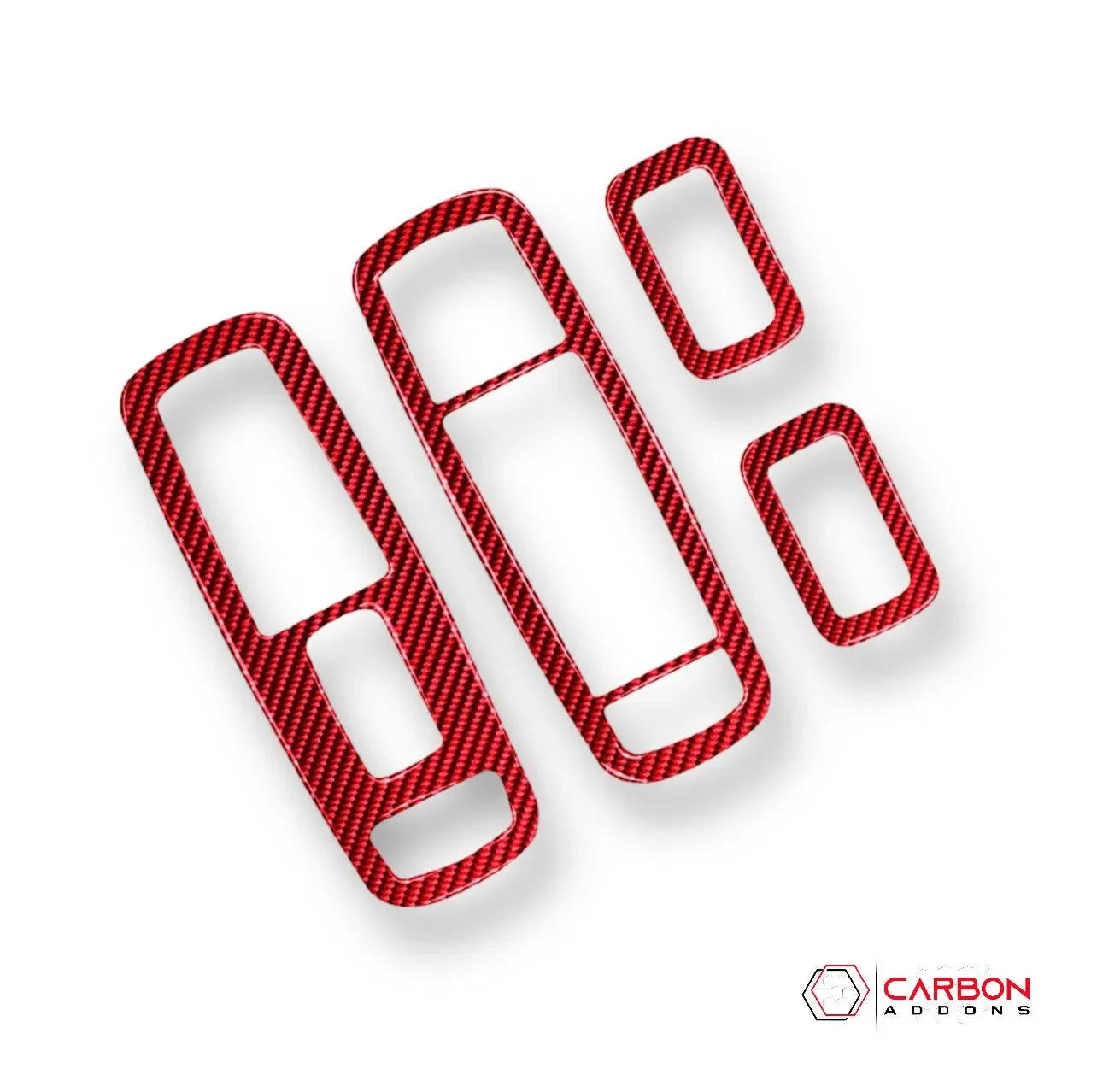 [4pcs] Real Carbon Fiber Window Switch Trim Overlay for 2011+ Dodge Durango