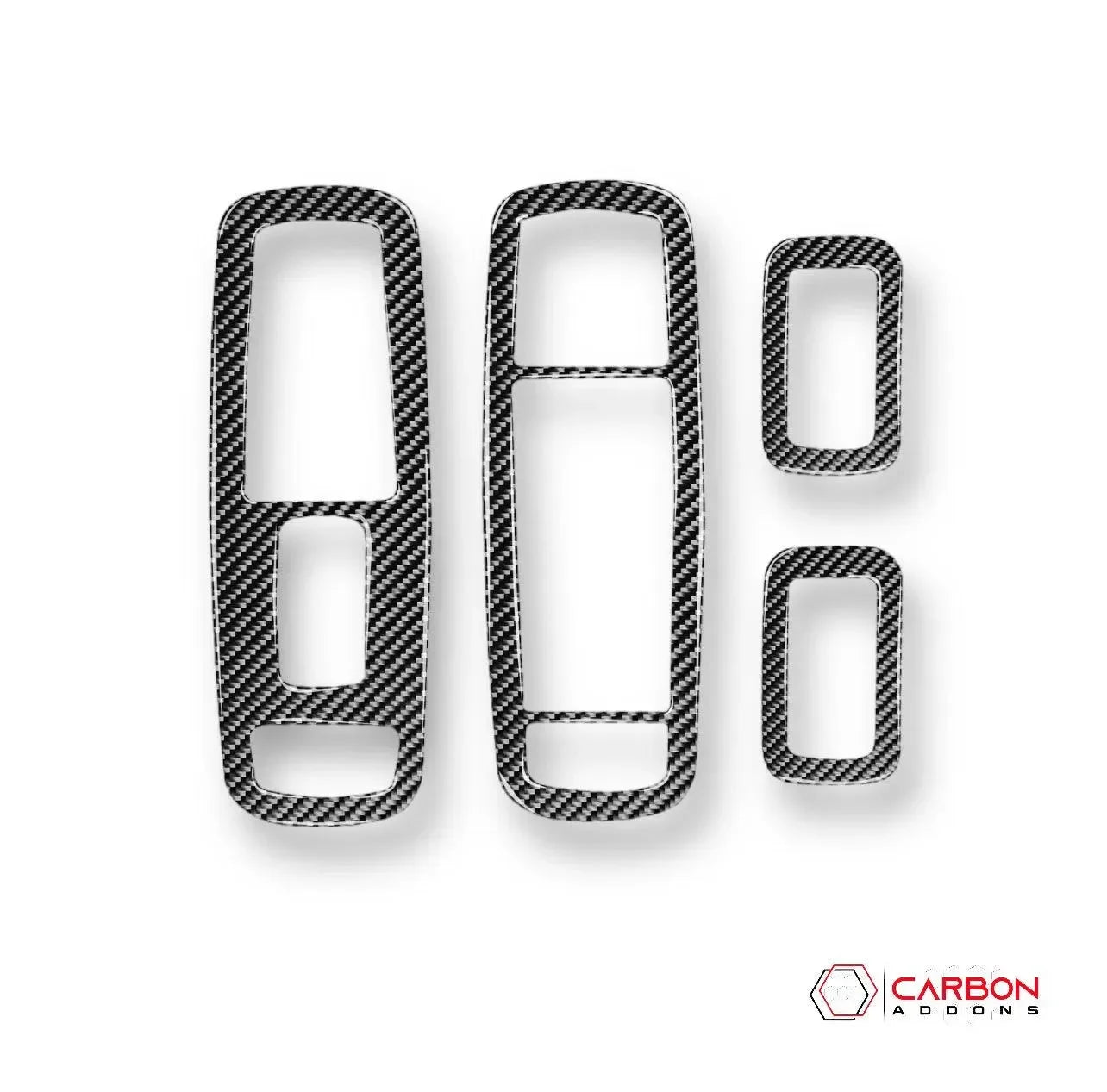 [4pcs] Real Carbon Fiber Window Switch Trim Overlay for 2011+ Dodge Durango