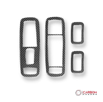 [4pcs] Real Carbon Fiber Window Switch Trim Overlay for 2011+ Dodge Durango