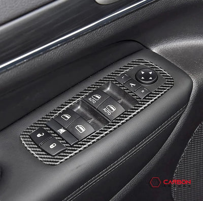 [4pcs] Real Carbon Fiber Window Switch Trim Overlay for 2011+ Dodge Durango