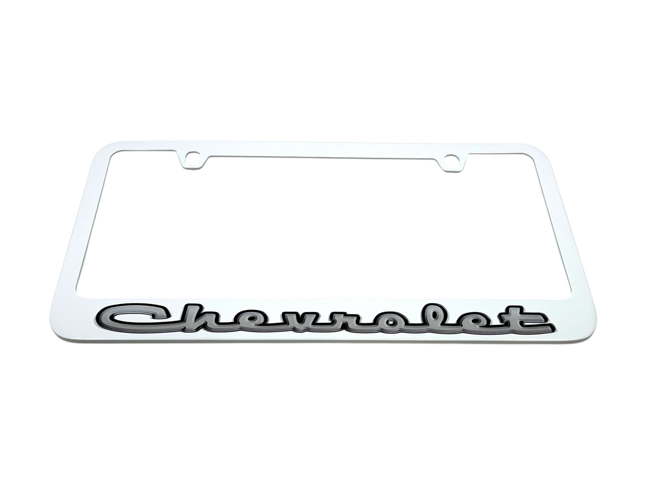 Classic Chevrolet White License Plate Frame