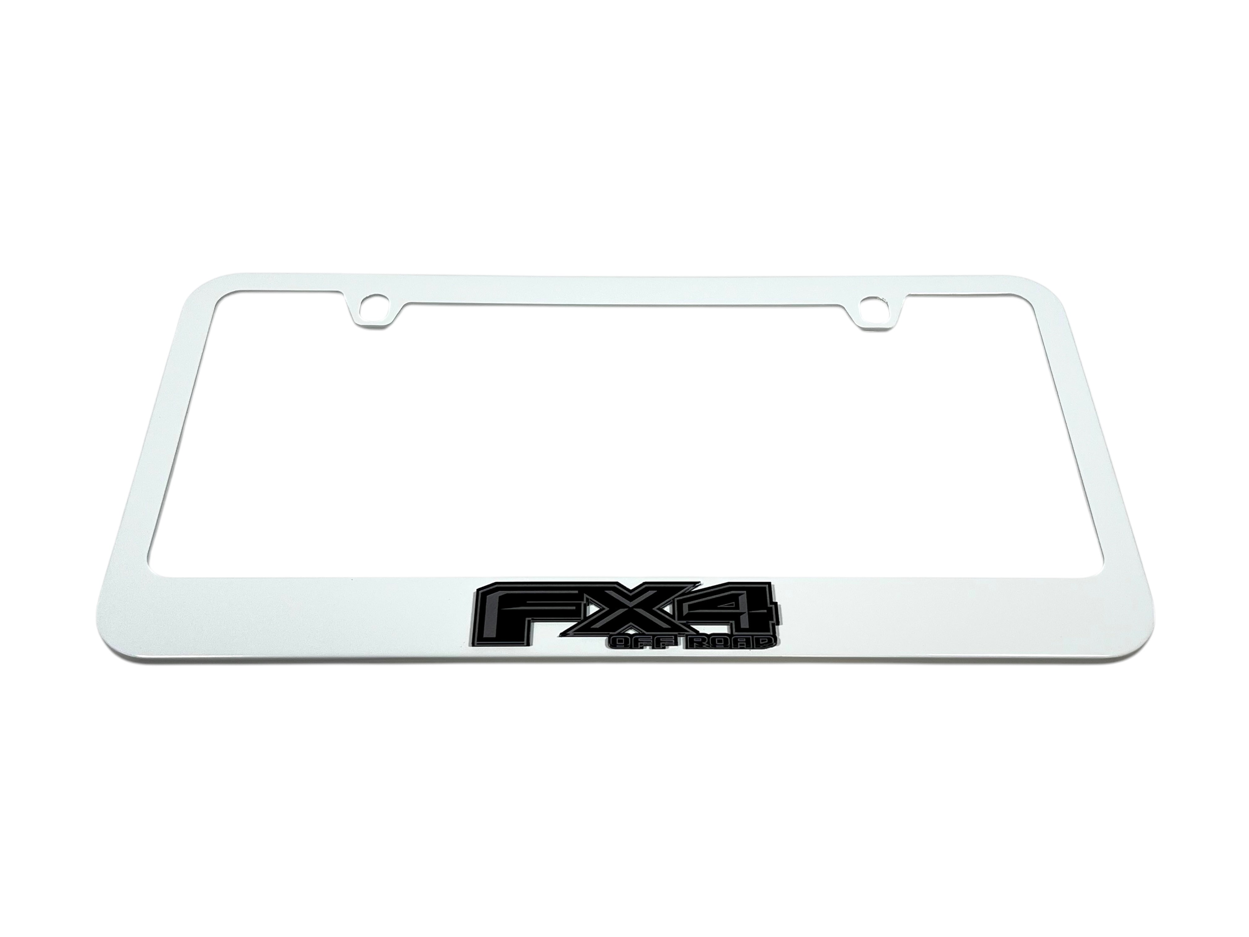 Ford FX4 Monochromatic White License Plate Frame