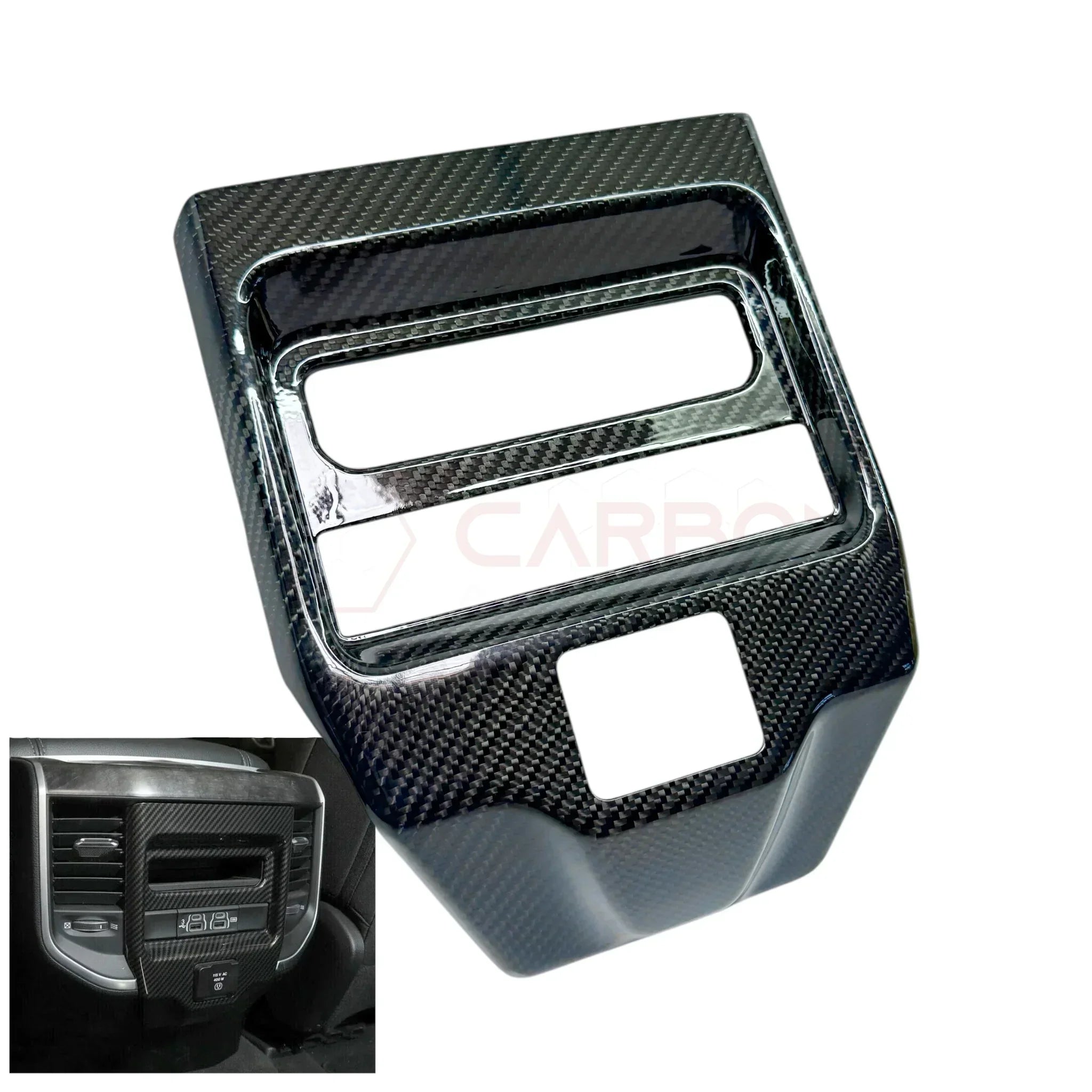 2019+ RAM 1500/TRX Interior Rear AC Vent Center Trim Real Carbon Fiber Cover