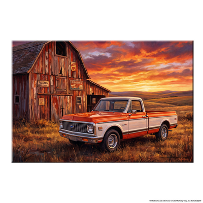 Chevy C10 Orange and White Barn Canvas Wall Art