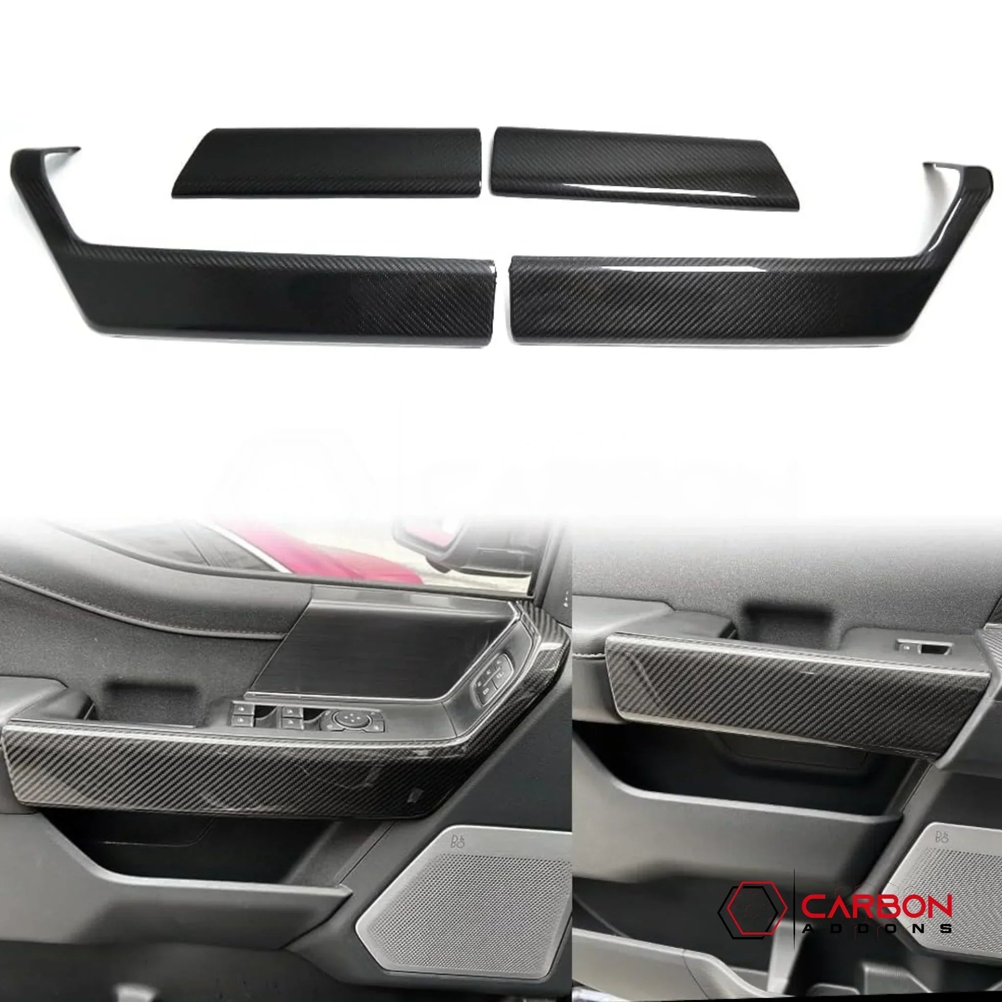 Real Carbon Fiber Door Panel Trim Covers for 2021+ Ford F-150