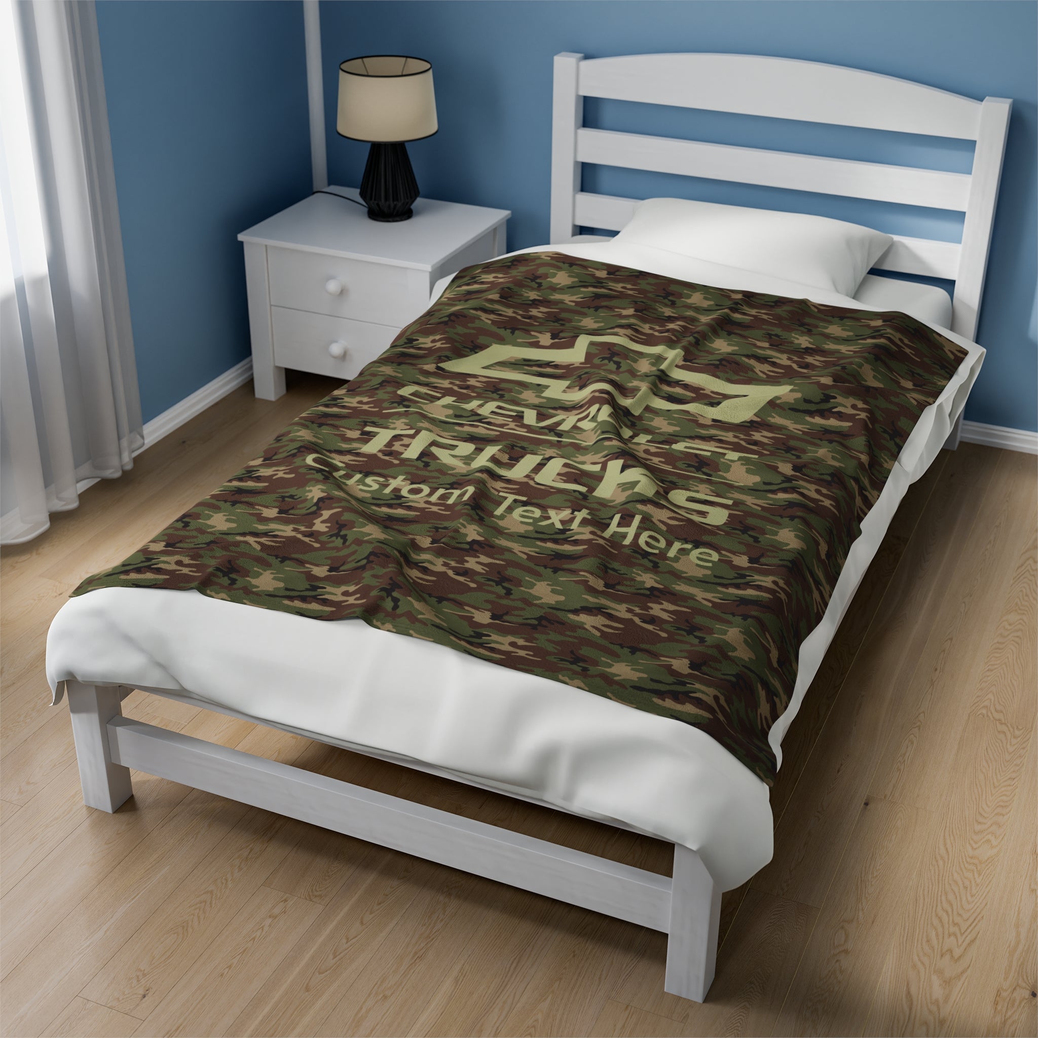 Personalized Chevrolet Trucks Bowtie Camo Velveteen Plush Blanket