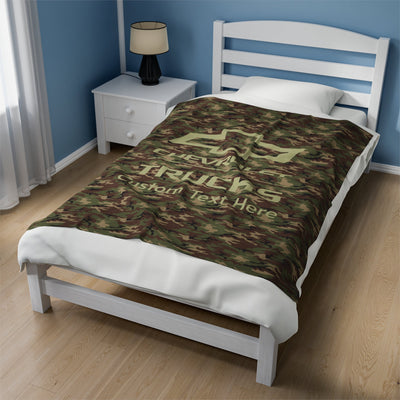 Personalized Chevrolet Trucks Bowtie Camo Velveteen Plush Blanket