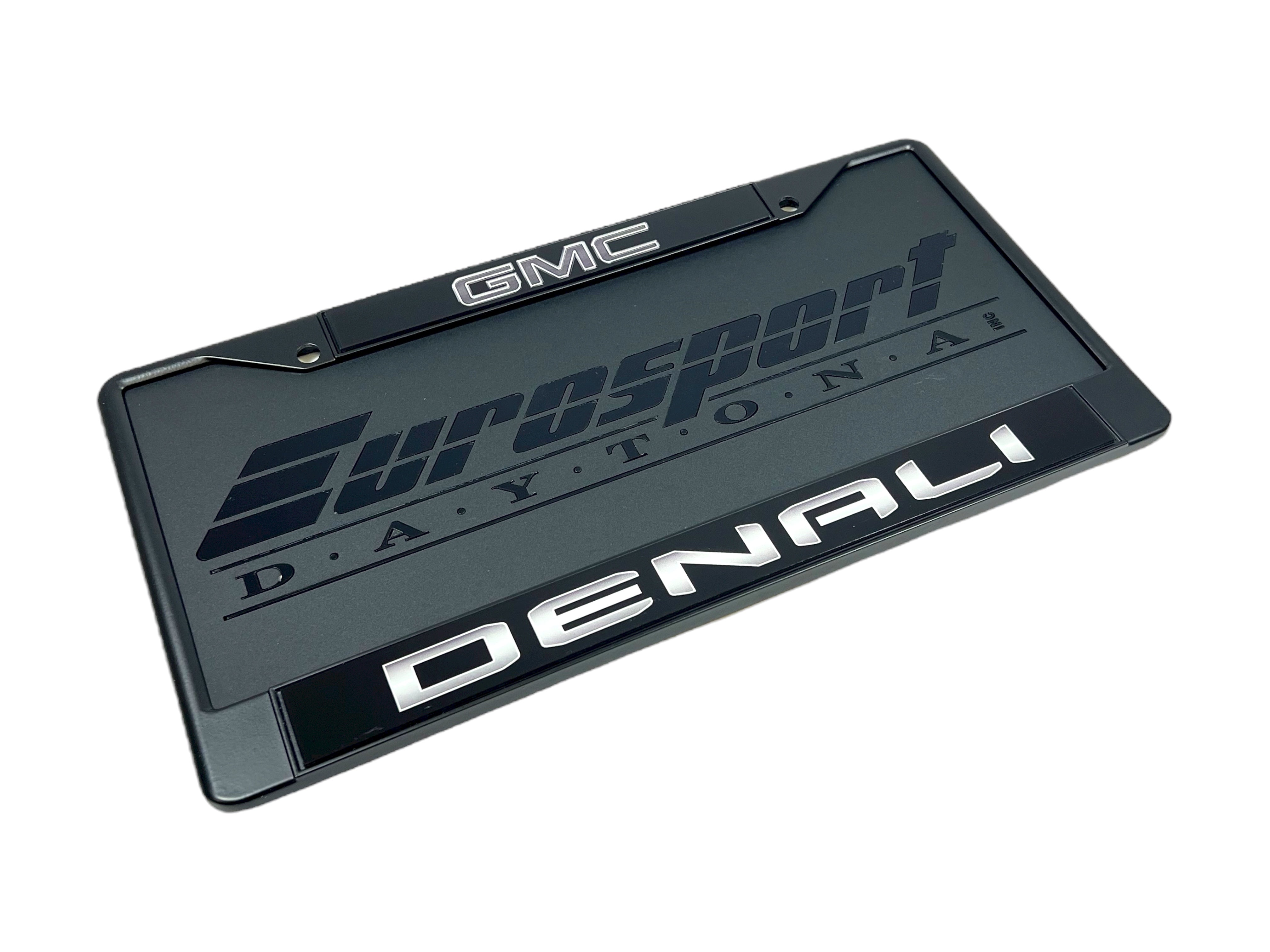 Blacked Out GMC Denali Black License Plate Frame