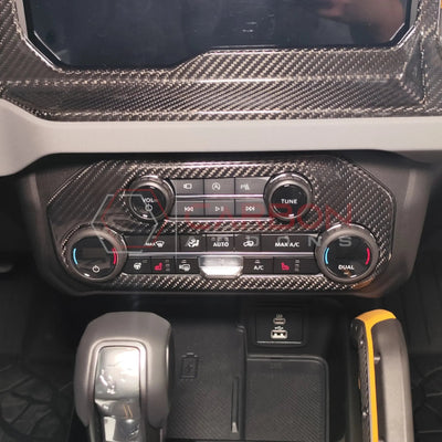 Real Carbon Fiber Radio & AC Control Panel Cover For 2021+ Ford Bronco