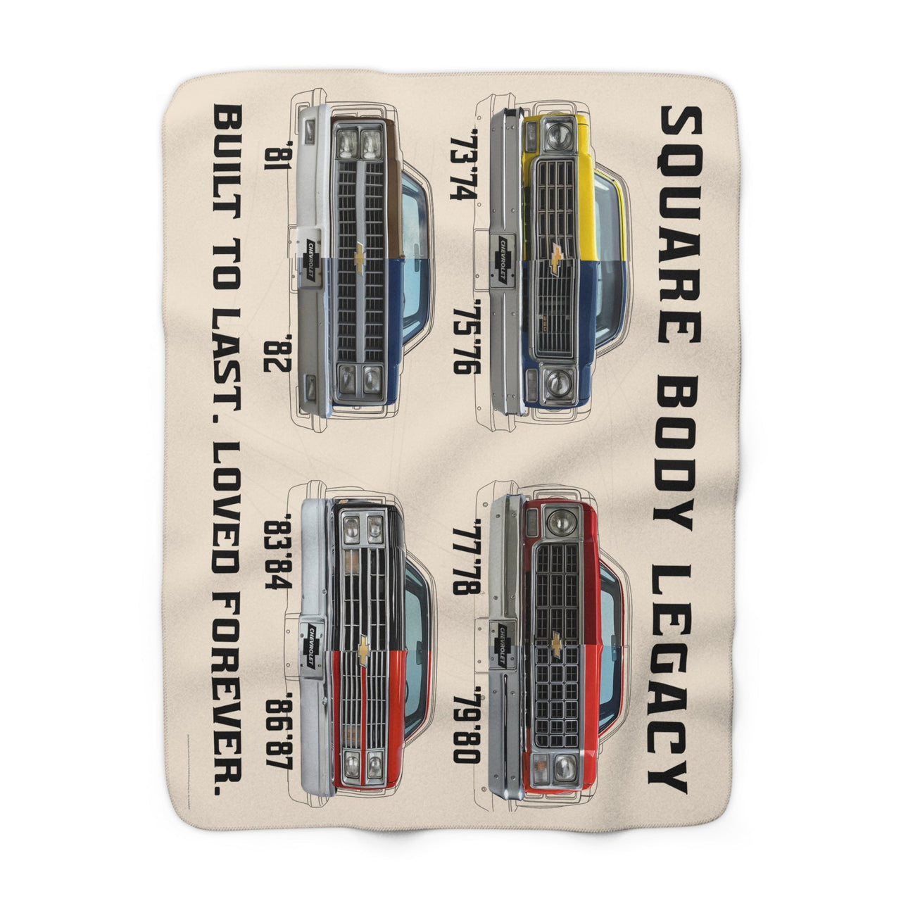 Chevrolet C10 Square Body Legacy Ultra Plush Sherpa Blanket – 50×60 Four‑Panel Edition