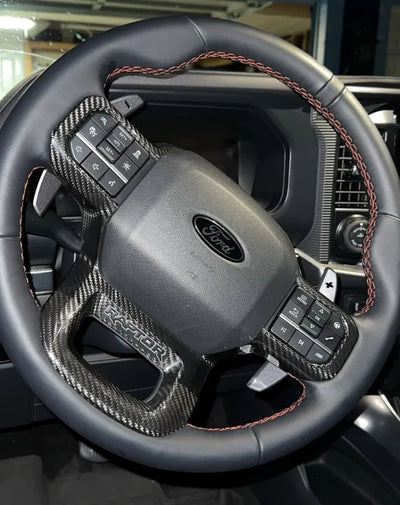Real Carbon Fiber Steering Wheel Trim Cover for 2021+ Ford F-150