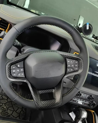 Real Carbon Fiber Steering Wheel Button Trim Cover For 2021+ Bronco