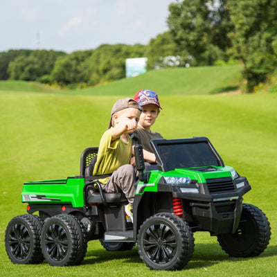 24v-6-wheeler-freddo-tractor-trailer-2-seater-ride-on-with-dump-cart-and-parental-remote