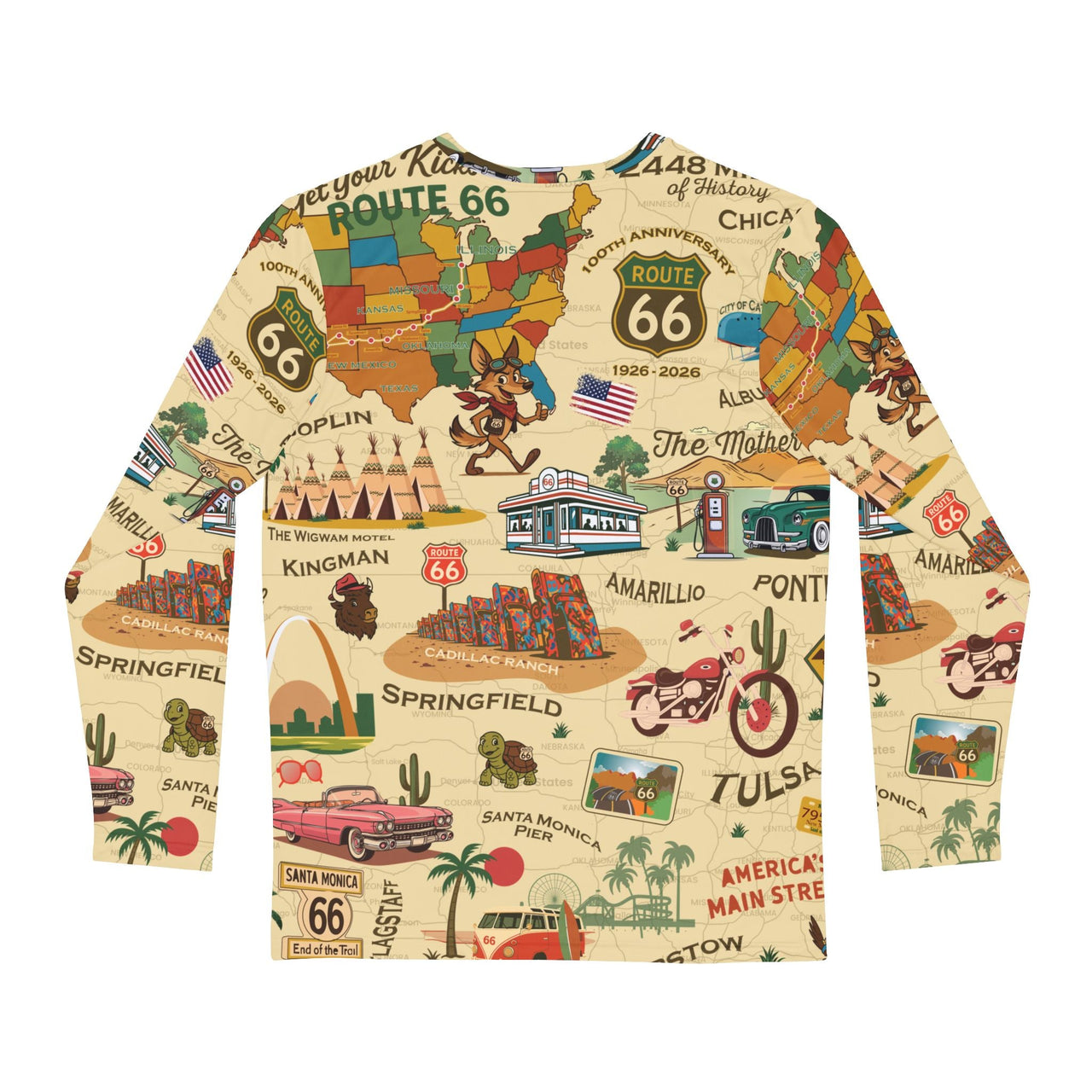 Legends of Route 66 100th Anniversary Retro Travel Long Sleeve Tee