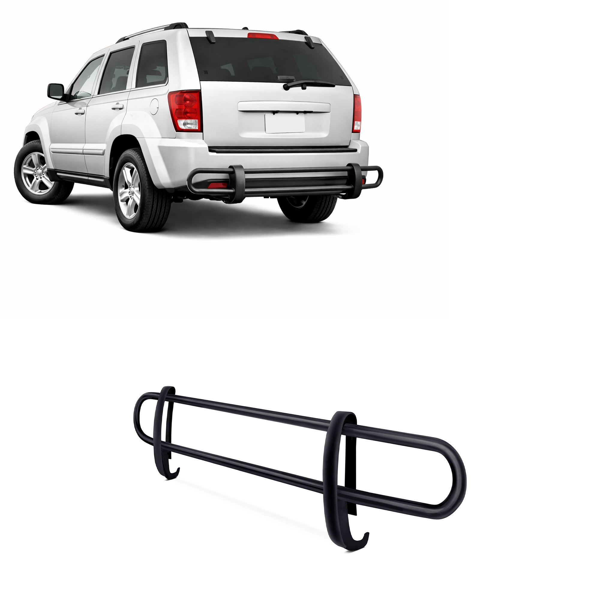 2005-2010 Jeep Grand Cherokee Rear Bumper Guard Double Tube | Black Horse Off Road - Image 1