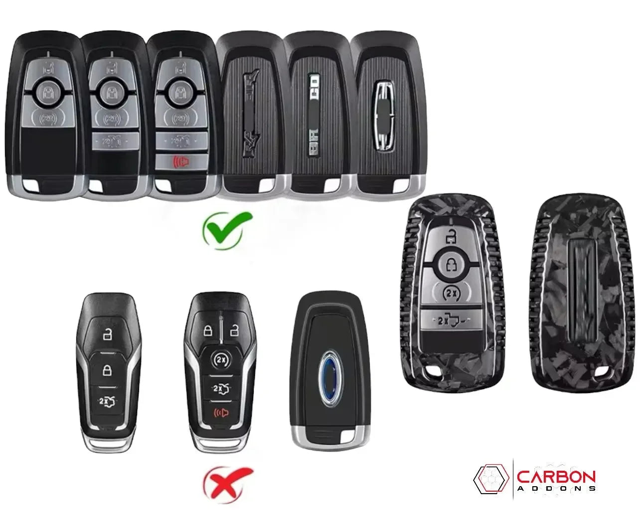 Real Carbon Fiber Key Fob Cover for 2017-2024 Ford F-150 Raptor & 2021-2024 Bronco