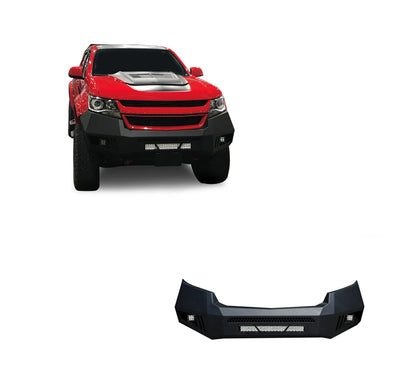 2015-2020 Chevrolet Colorado Armour Heavy Duty Front Bumper Kit Armour I Front Bumper Includes 1 20in LED Light Bar, 2 sets of 4in cube lights | Black Horse Off Road - Image 1