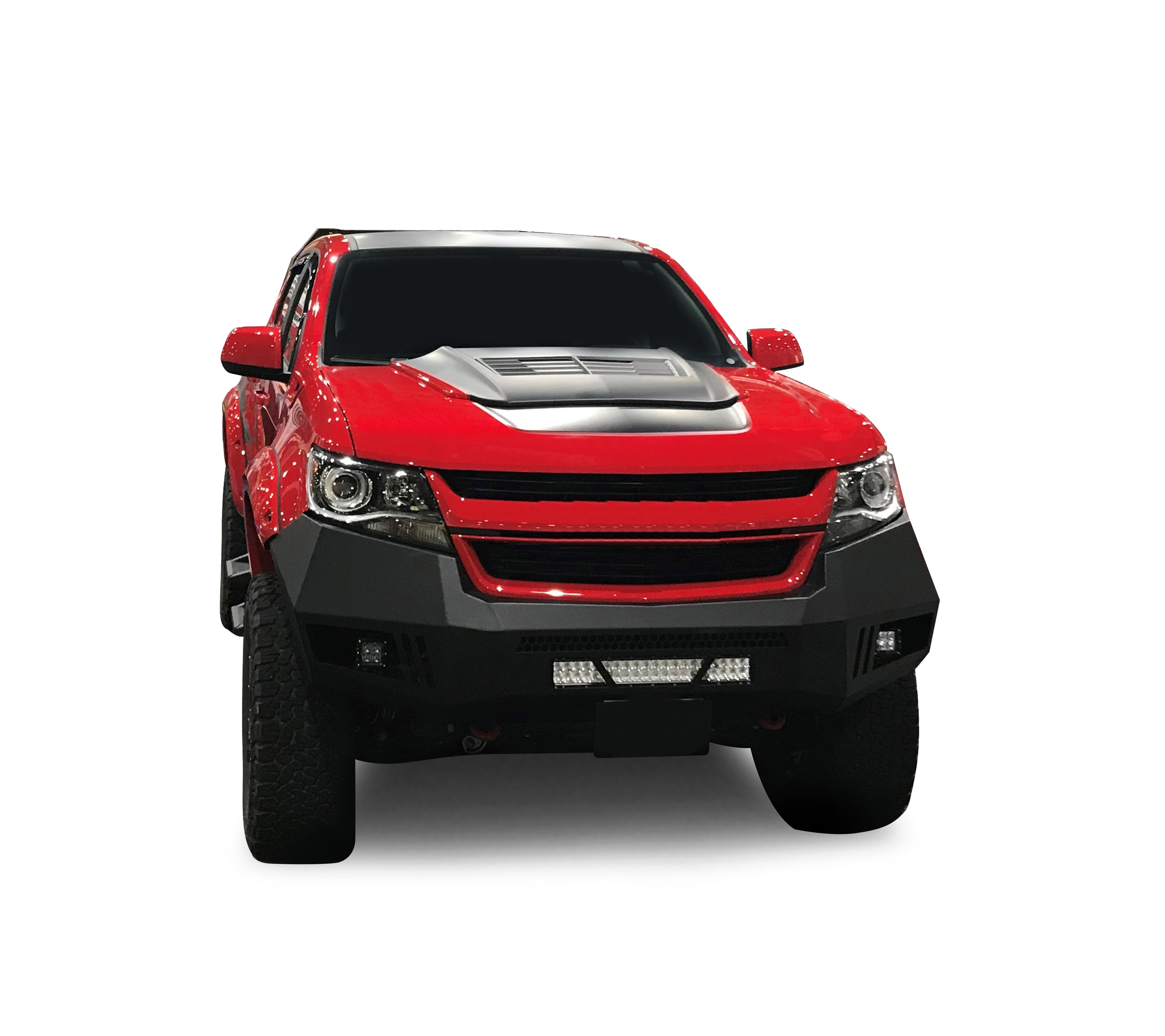 2015-2020 Chevrolet Colorado Armour Heavy Duty Front Bumper Kit Armour I Front Bumper Includes 1 20in LED Light Bar, 2 sets of 4in cube lights | Black Horse Off Road - Image 2