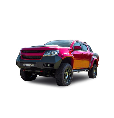 2015-2020 Chevrolet Colorado Armour Heavy Duty Front Bumper Kit Armour I Front Bumper Includes 1 20in LED Light Bar, 2 sets of 4in cube lights | Black Horse Off Road - Image 3