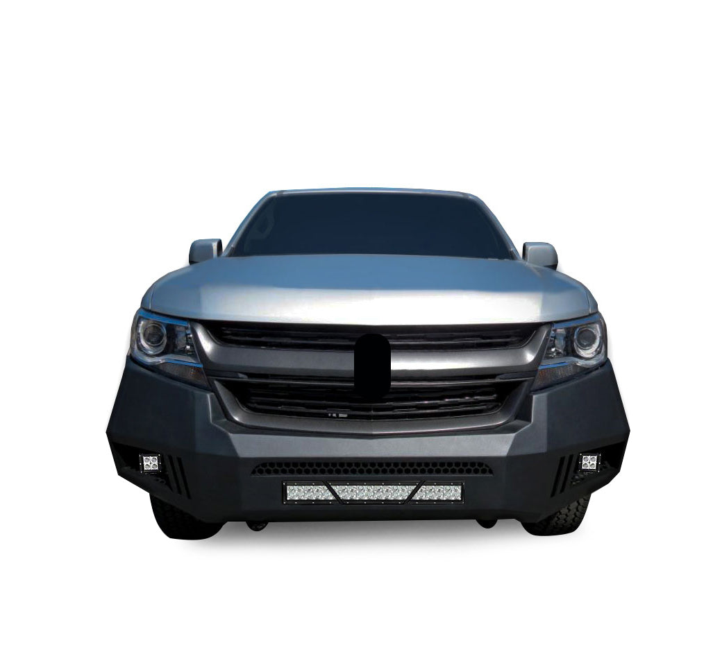 2015-2020 Chevrolet Colorado Armour Heavy Duty Front Bumper Kit Armour I Front Bumper Includes 1 20in LED Light Bar, 2 sets of 4in cube lights | Black Horse Off Road - Image 4