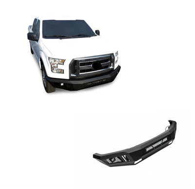2018-2020 Ford F-150 Armour Heavy Duty Front Bumper Kit Armour I Front Bumper Includes 1 20in LED Light Bar, 2 sets of 4in cube lights | Black Horse Off Road - Image 1