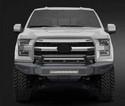2015-2017 Ford F-150 Armour Ii Heavy Duty Modular Front Bumper Kit Modular Full Set (Bumper, Bull Nose, & Skid Plate) & Includes 1 20in Double Row LED Light Bar | Black Horse Off Road - Image 10