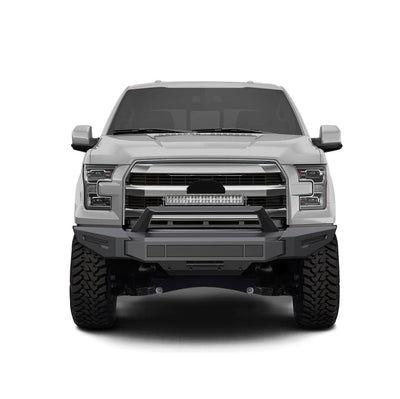 2015-2017 Ford F-150 Armour Ii Heavy Duty Modular Front Bumper Kit Modular Full Set (Bumper, Bull Nose, & Skid Plate) & Includes 1 20in Double Row LED Light Bar | Black Horse Off Road - Image 7