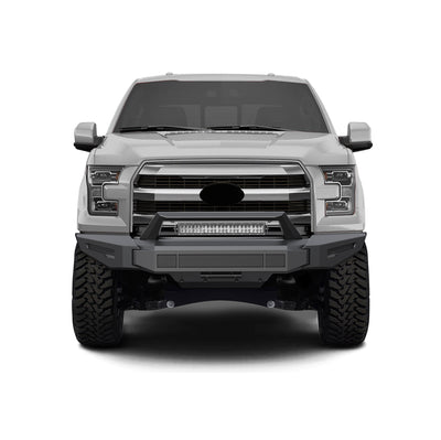 2015-2017 Ford F-150 Armour Ii Heavy Duty Modular Front Bumper Kit Modular Full Set (Bumper, Bull Nose, & Skid Plate) & Includes 1 20in Double Row LED Light Bar | Black Horse Off Road - Image 8