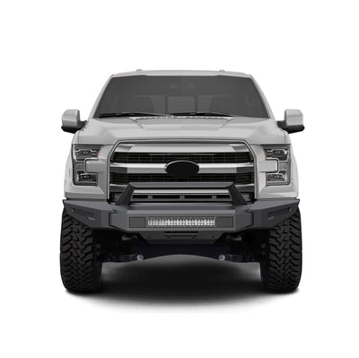 2015-2017 Ford F-150 Armour Ii Heavy Duty Modular Front Bumper Kit Modular Full Set (Bumper, Bull Nose, & Skid Plate) & Includes 1 20in Double Row LED Light Bar | Black Horse Off Road - Image 9