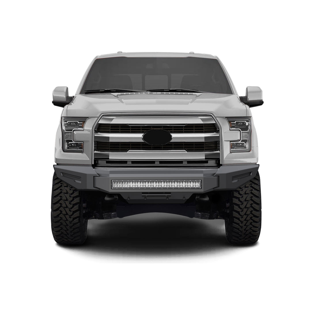 2015-2017 Ford F-150 Armour Ii Heavy Duty Modular Front Bumper Kit Modular Full Set (Bumper, Bull Nose, & Skid Plate) & Includes 1 30in Double Row LED Light Bar | Black Horse Off Road - Image 9