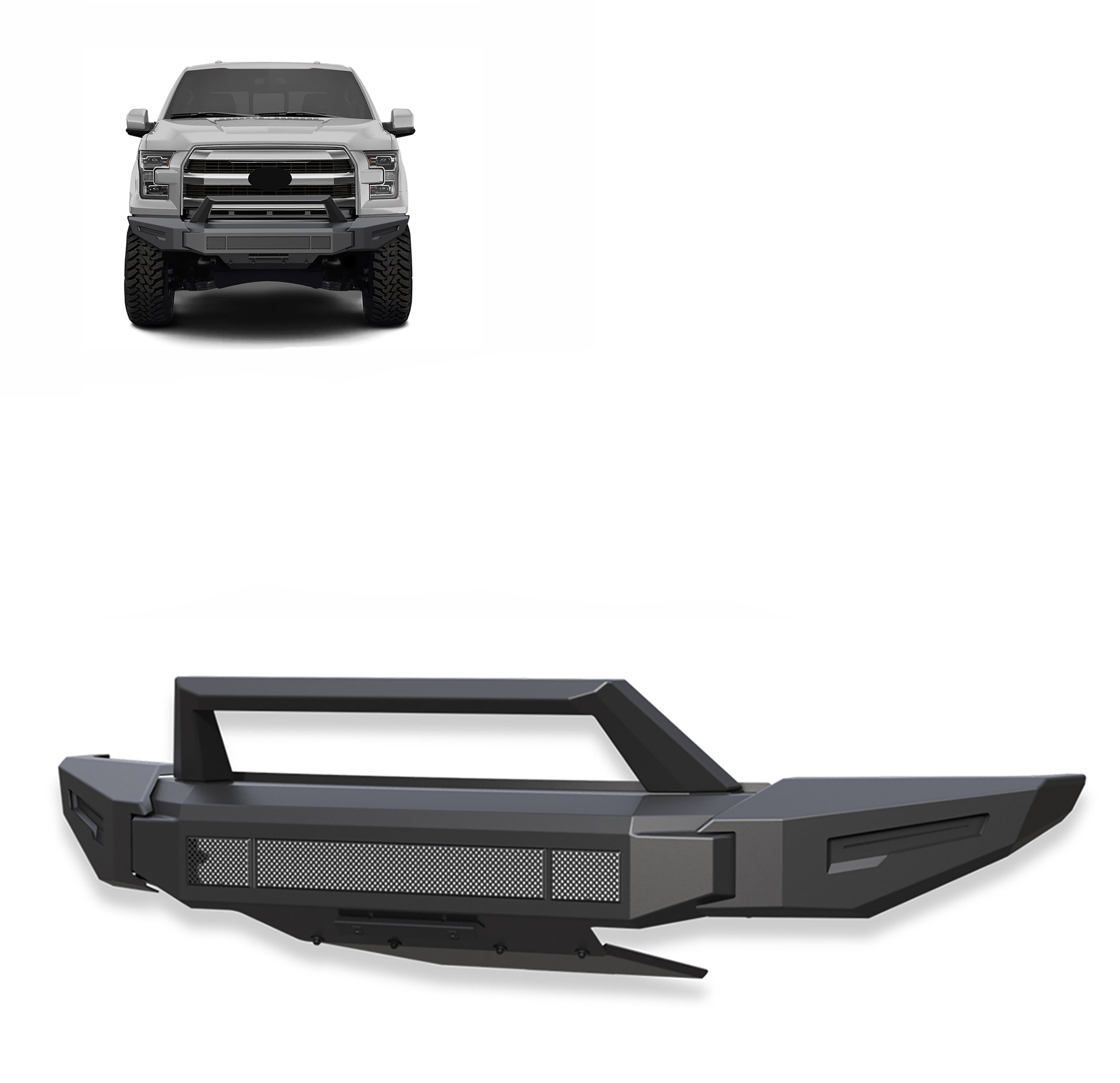 2015-2017 Ford F-150 Armour Ii Heavy Duty Modular Front Bumper Modular Full Set (Bumper, Bull Nose, & Skid Plate) | Black Horse Off Road - Image 1