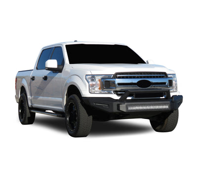 2018-2020 Ford F-150 Armour Ii Heavy Duty Modular Front Bumper Kit Modular Full Set (Bumper, Bull Nose, & Skid Plate) & Includes 1 30in LED Light Bar | Black Horse Off Road - Image 5