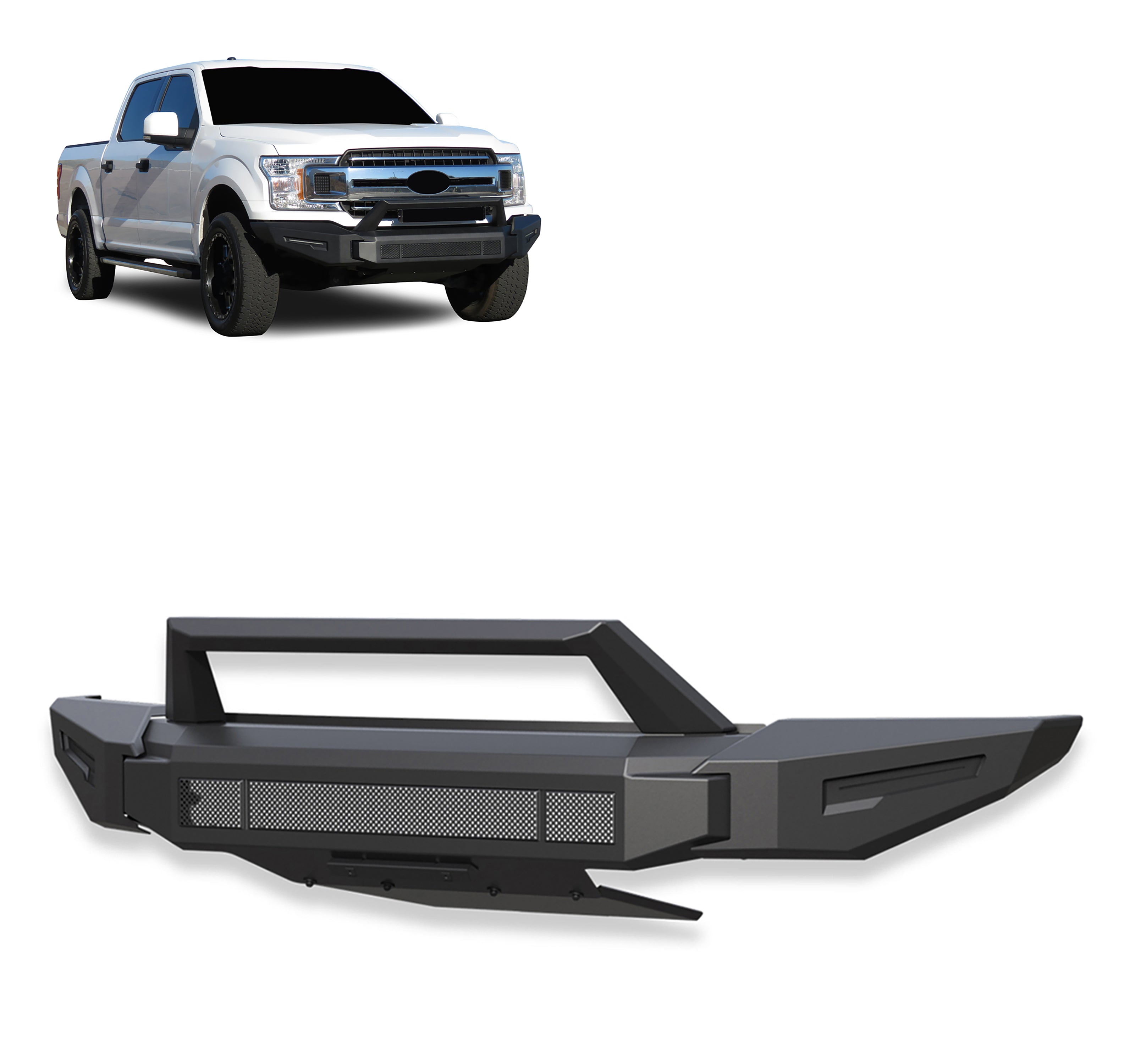 2018-2020 Ford F-150 Armour Ii Heavy Duty Modular Front Bumper Modular Full Set (Bumper, Bull Nose, & Skid Plate) | Black Horse Off Road - Image 1