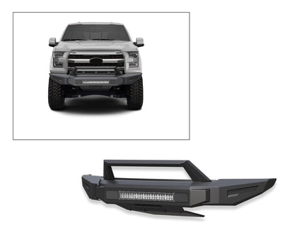 2021-2023 Ford F-150 Armour Ii Heavy Duty Modular Front Bumper Kit Modular Full Set (Bumper, Bull Nose, & Skid Plate) & Includes 1 20in Double Row LED Light Bar | Black Horse Off Road - Image 7