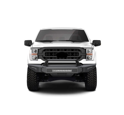 2021-2023 Ford F-150 Armour Ii Heavy Duty Modular Front Bumper Kit Modular Full Set (Bumper, Bull Nose, & Skid Plate) & Includes 1 20in Double Row LED Light Bar | Black Horse Off Road - Image 8