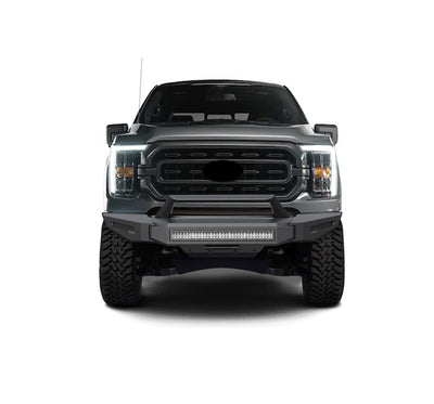 2021-2023 Ford F-150 Armour Ii Heavy Duty Modular Front Bumper Kit Modular Full Set (Bumper, Bull Nose, & Skid Plate) & Includes 1 30in Double Row LED Light Bar | Black Horse Off Road - Image 6