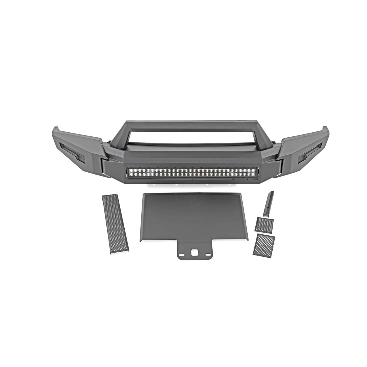 2021-2023 Ford F-150 Armour Ii Heavy Duty Modular Front Bumper Kit Modular Full Set (Bumper, Bull Nose, & Skid Plate) & Includes 1 30in Double Row LED Light Bar | Black Horse Off Road - Image 9