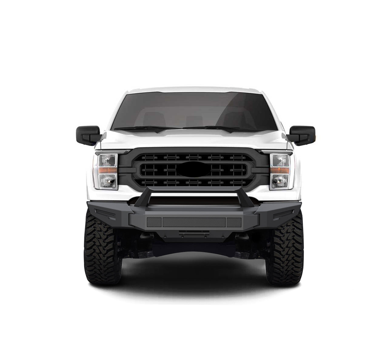 2021-2023 Ford F-150 Armour Ii Heavy Duty Modular Front Bumper Modular Full Set (Bumper, Bull Nose, & Skid Plate) | Black Horse Off Road - Image 6