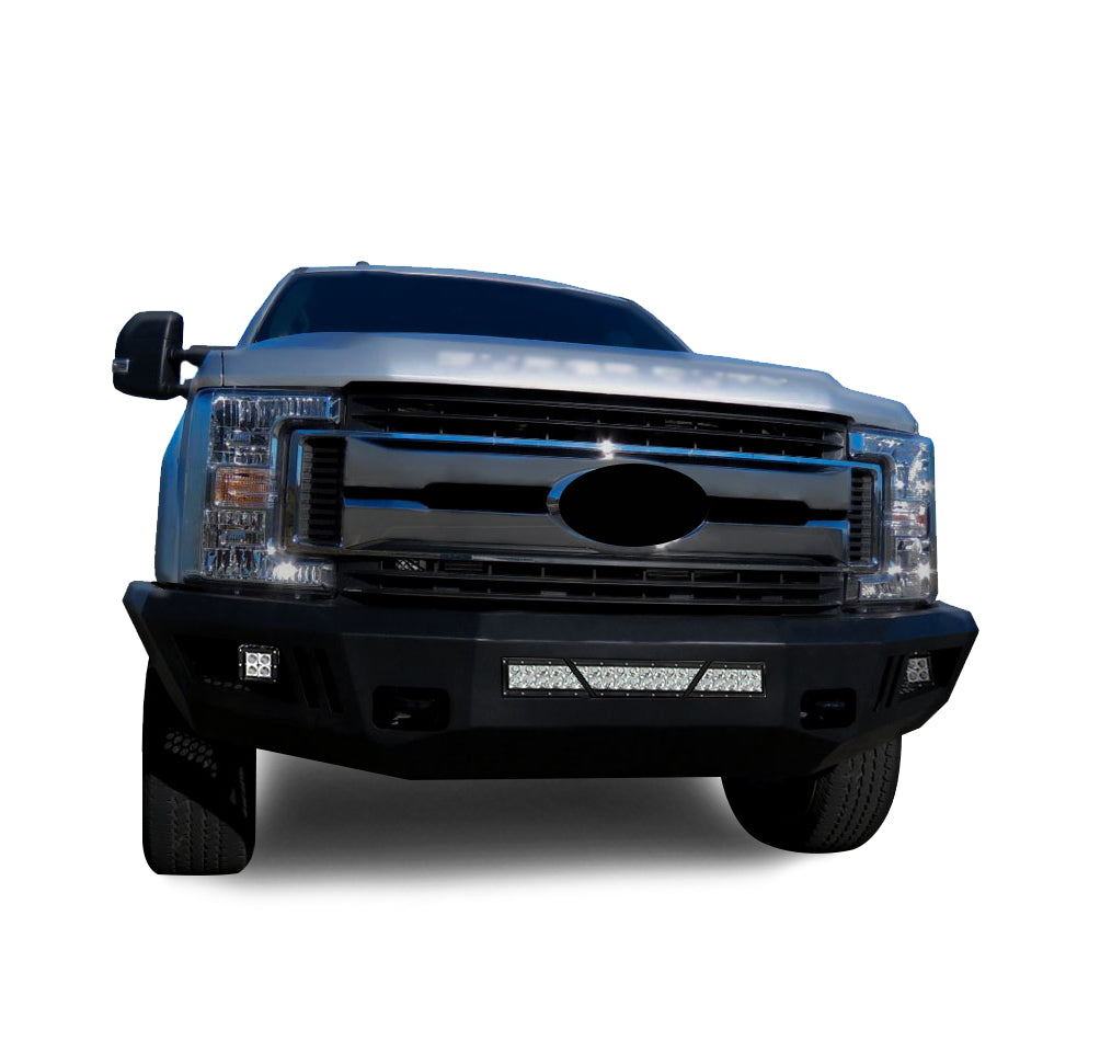 2017-2022 Ford F-250 Super Duty Armour Heavy Duty Front Bumper Kit Armour I Front Bumper Includes 1 20in LED Light Bar, 2 sets of 4in cube lights | Black Horse Off Road - Image 6