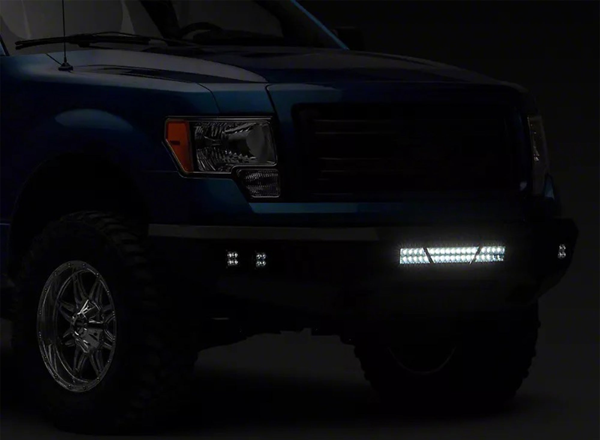2017-2022 Ford F-250 Super Duty Armour Heavy Duty Front Bumper Kit Armour I Front Bumper Includes 1 20in LED Light Bar, 2 sets of 4in cube lights | Black Horse Off Road - Image 7