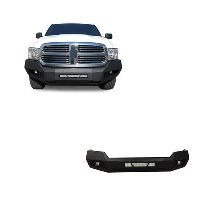2013-2024 Dodge Ram 1500 Armour Heavy Duty Front Bumper Kit Armour I Front Bumper Includes 1 20in LED Light Bar, 2 sets of 4in cube lights | Black Horse Off Road - Image 1
