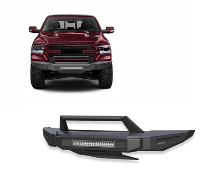 2019-2024 Dodge Ram 1500 Armour Ii Heavy Duty Modular Front Bumper Kit Modular Includes 1 20in LED Light Bar, 2 sets of 4in cube lights | Black Horse Off Road - Image 1