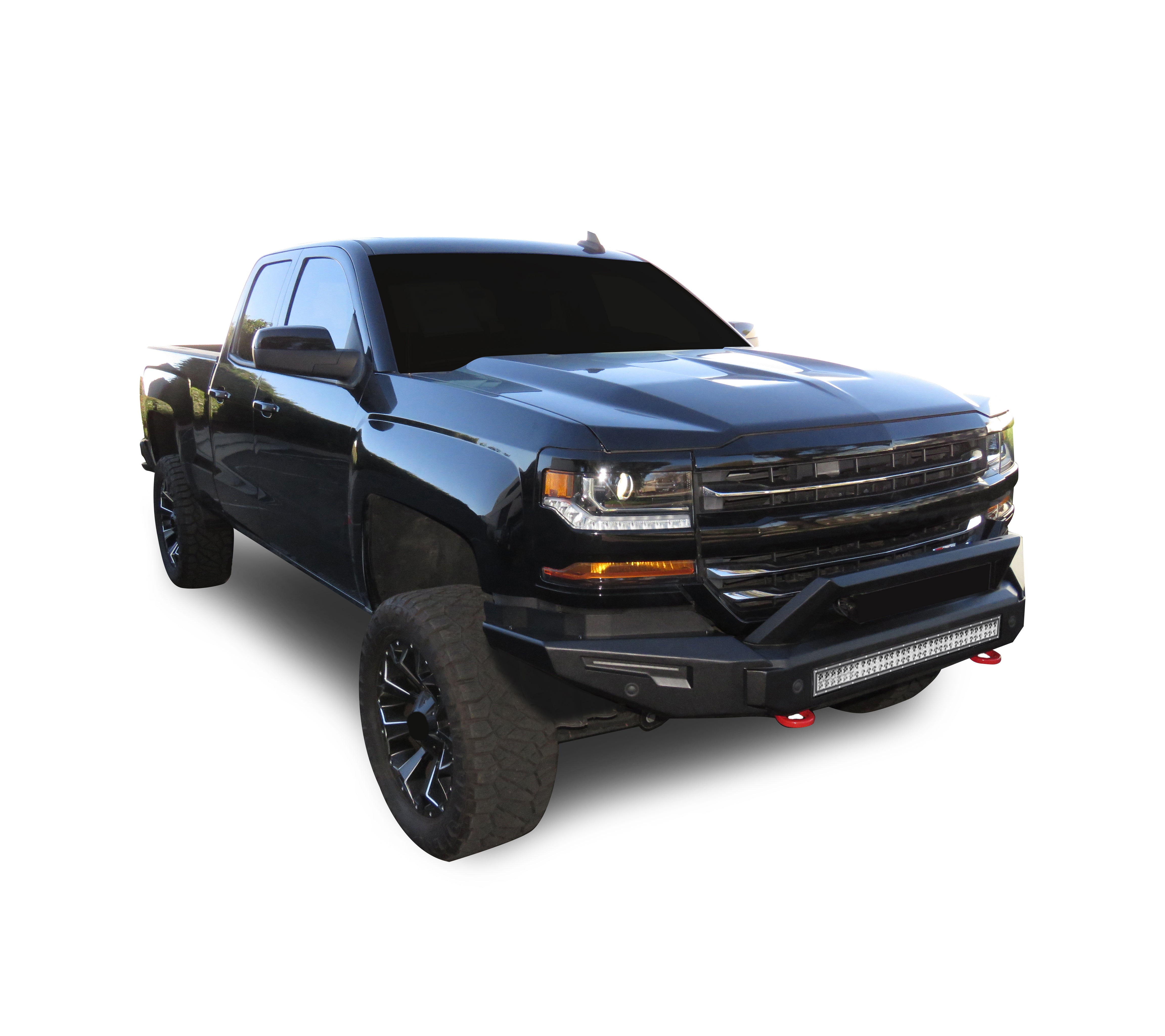 2016-2019 Chevrolet Silverado 1500 Armour Ii Heavy Duty Modular Front Bumper Kit Modular Full Set (Bumper, Bull Nose, & Skid Plate)& Includes 1 30in LED Light Bar | Black Horse Off Road - Image 5