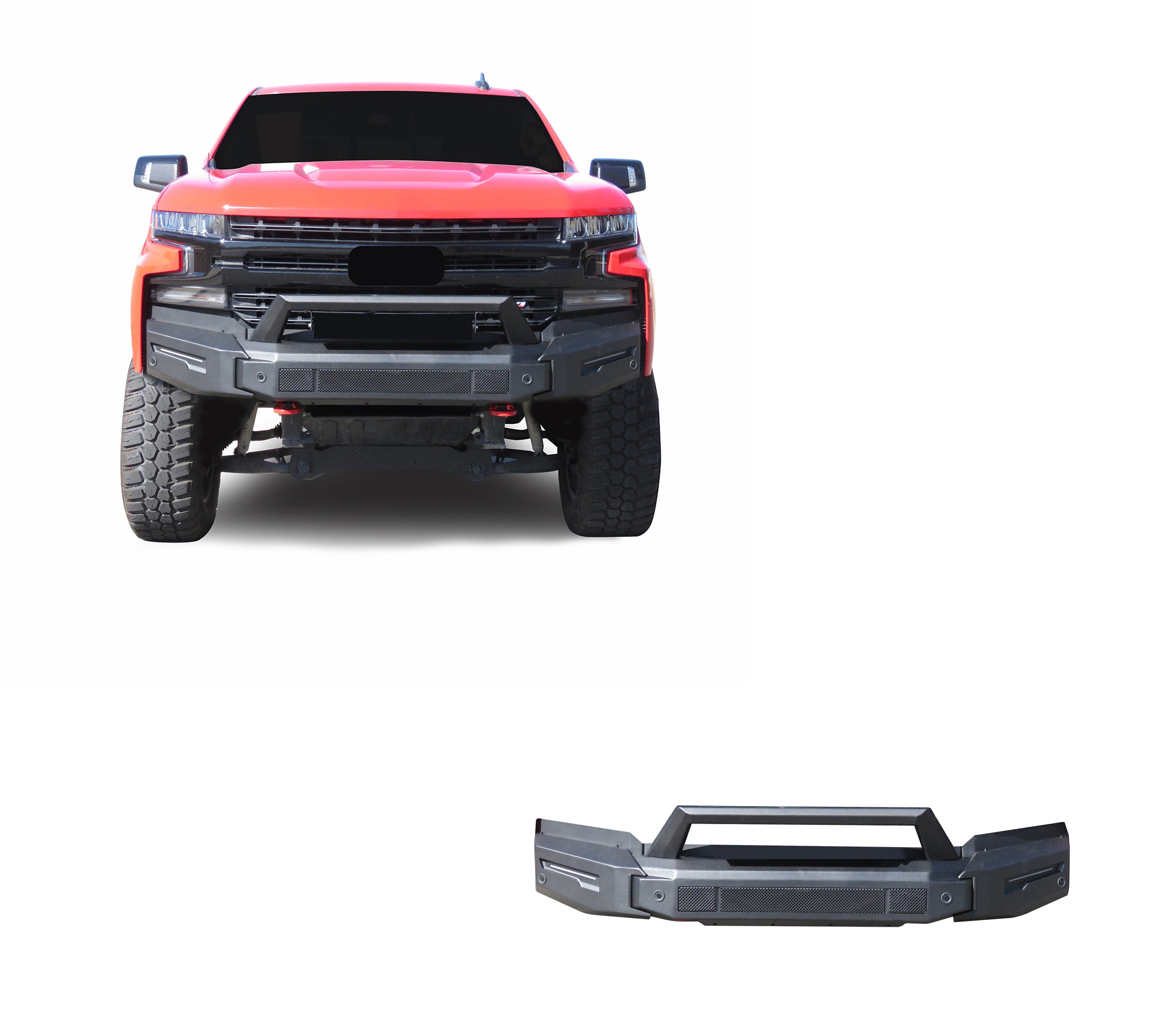 2019-2021 Chevrolet Silverado 1500 Armour Ii Heavy Duty Modular Front Bumper Modular Full Set (Bumper, Bull Nose, & Skid Plate) | Black Horse Off Road - Image 1
