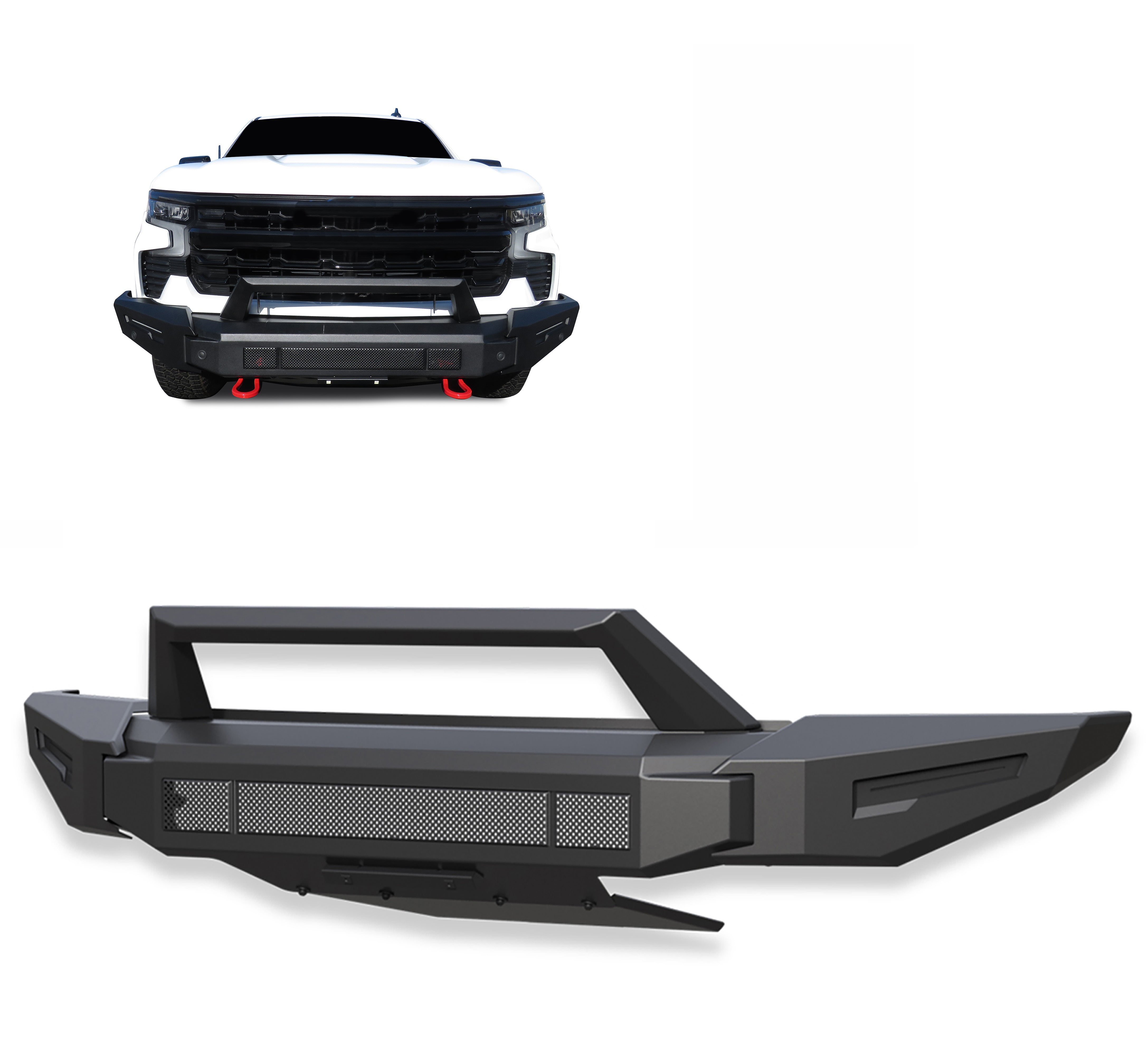 2022-2026 Chevrolet Silverado 1500 Armour Ii Heavy Duty Modular Front Bumper Modular Full Set (Bumper, Bull Nose, & Skid Plate) | Black Horse Off Road - Image 1