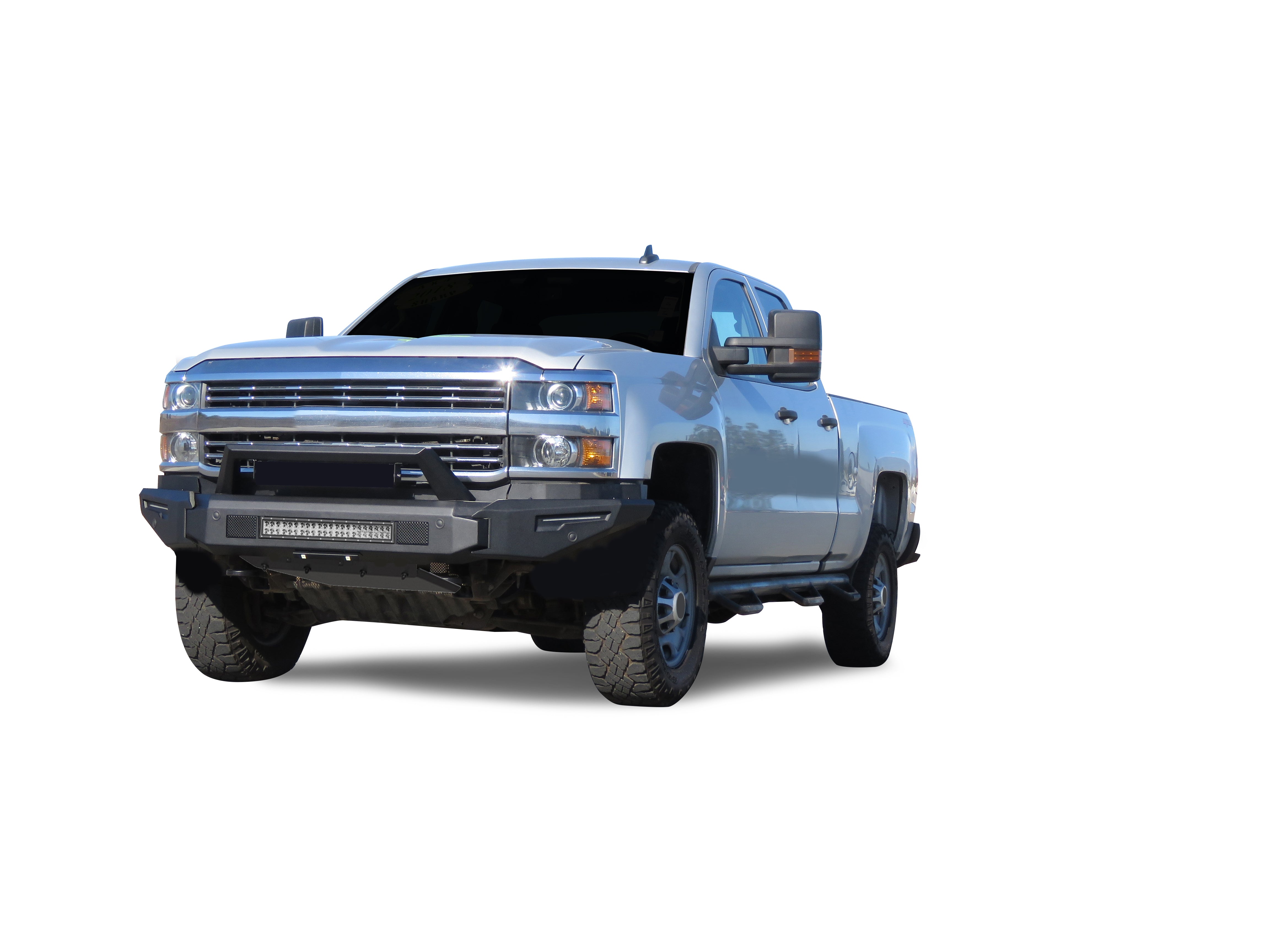 2015-2019 Chevrolet Silverado 2500 Hd Armour Ii Heavy Duty Modular Front Bumper Kit Modular Full Set (Bumper, Bull Nose, & Skid Plate)& Includes 1 20in Double Row LED Light Bar | Black Horse Off Road - Image 4